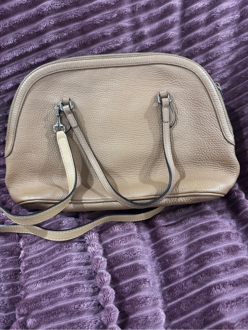 🤎 Gucci Pebbled Leather Dome Crossbody Satchel Bag Beige Nude Authentic COA - Picture 7 of 16